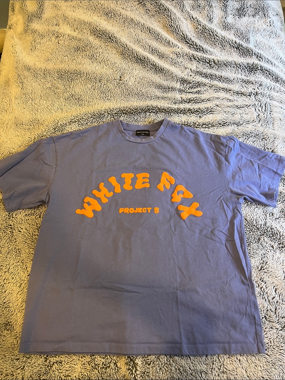 White Fox Boutique Lavender Tee with Orange Graphic